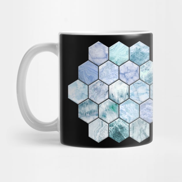 Ice Blue and Jade Stone and Marble Hexagon Tiles by micklyn